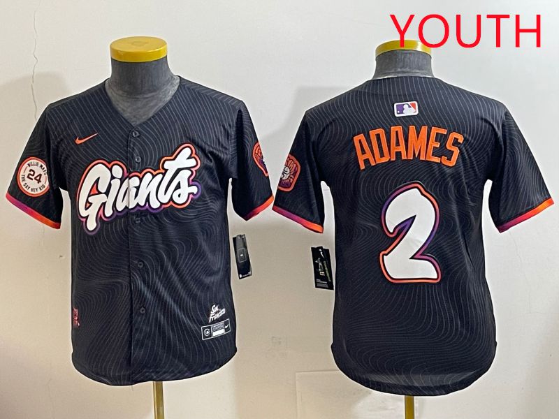 Youth San Francisco Giants 2 Adames Black Joint Name 2025 Nike MLB Jersey style 9